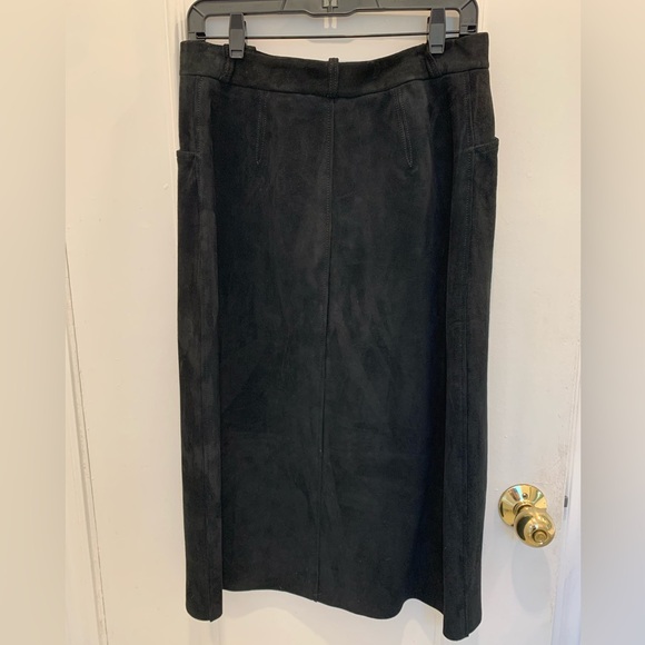 Helmut Lang long straight black suede (lamb leather) skirt. Size 10 - Picture 2 of 6